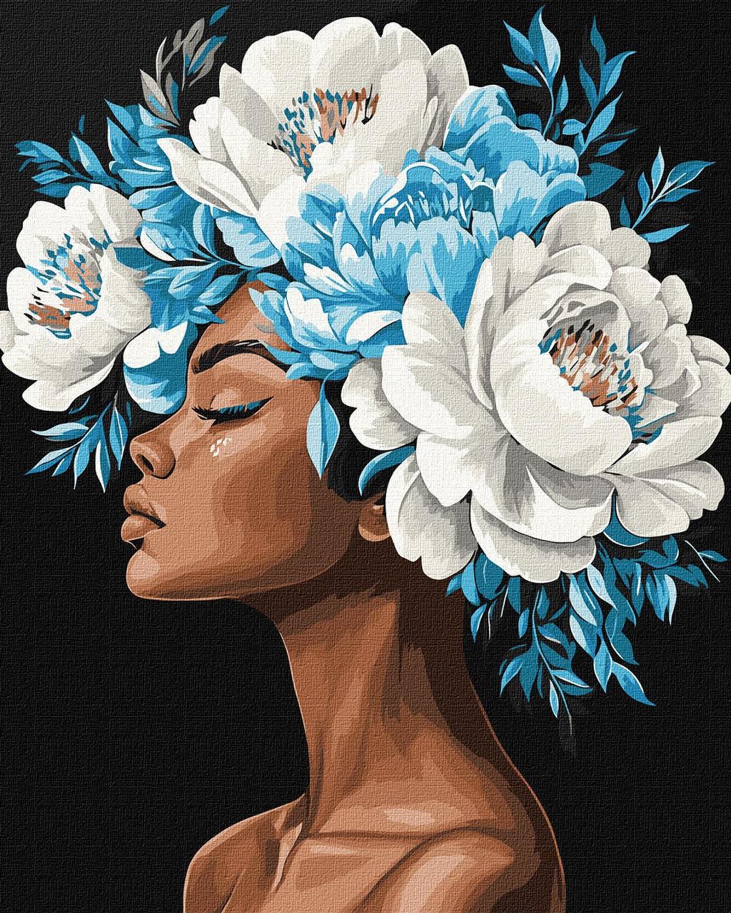 Картина за номерами Ideyka Люди Дівчина в біло-блакитних кольорах 40х50 см