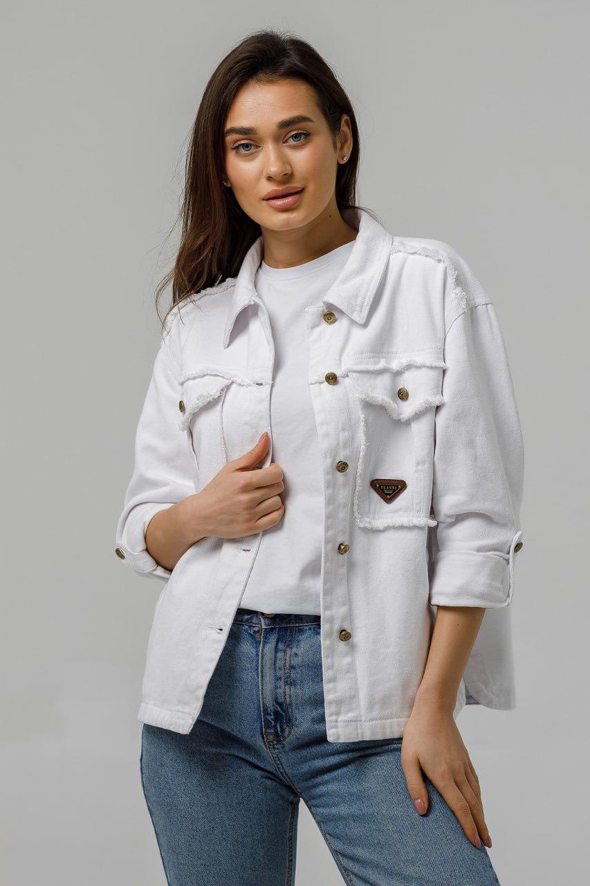 Куртка женская джинсовая оверсайз р. 56 Белый (797\36)