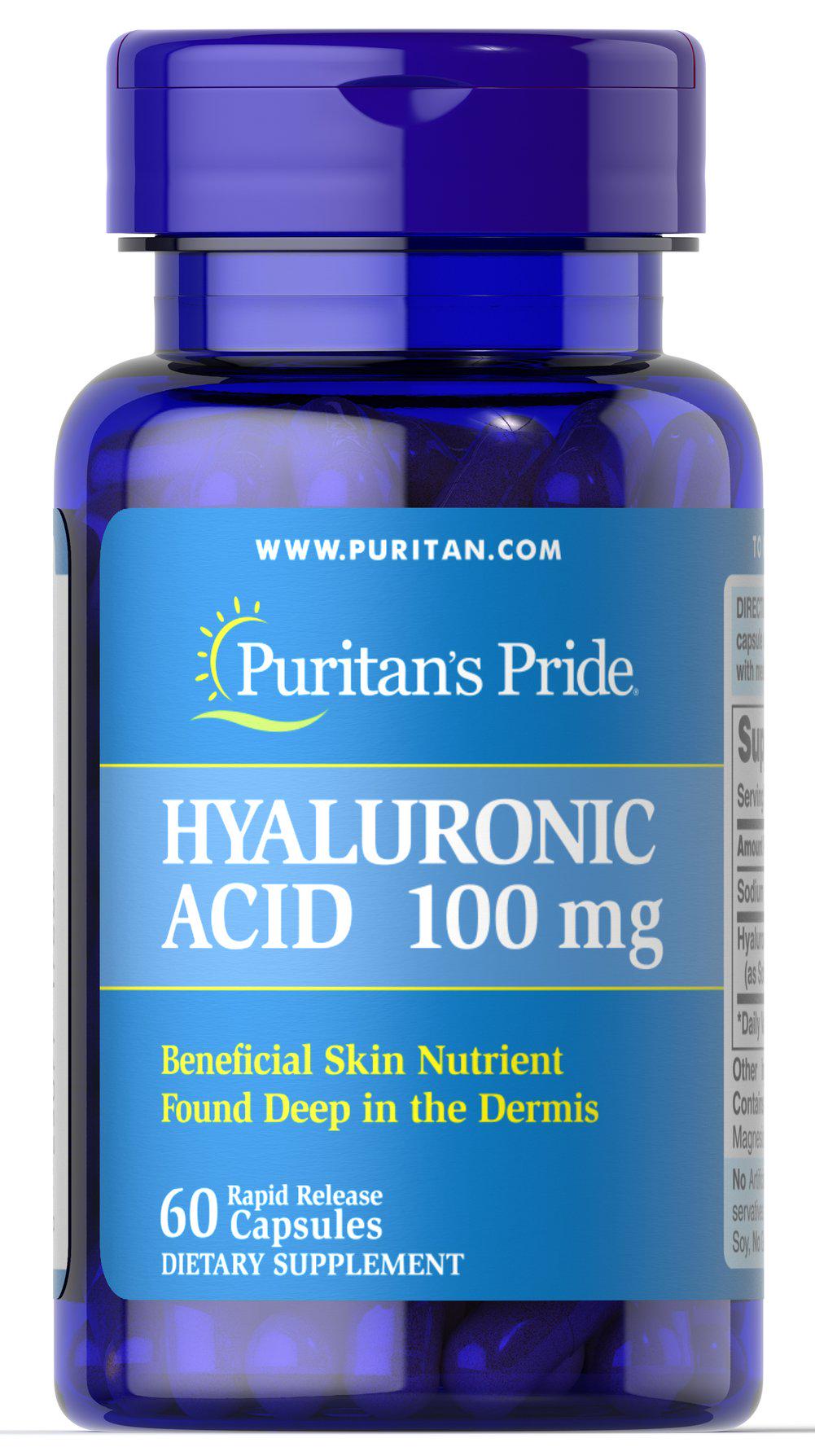 Гиалуроновая кислота Puritan's Pride Hyaluronic Acid 60 Капсул 100 мг