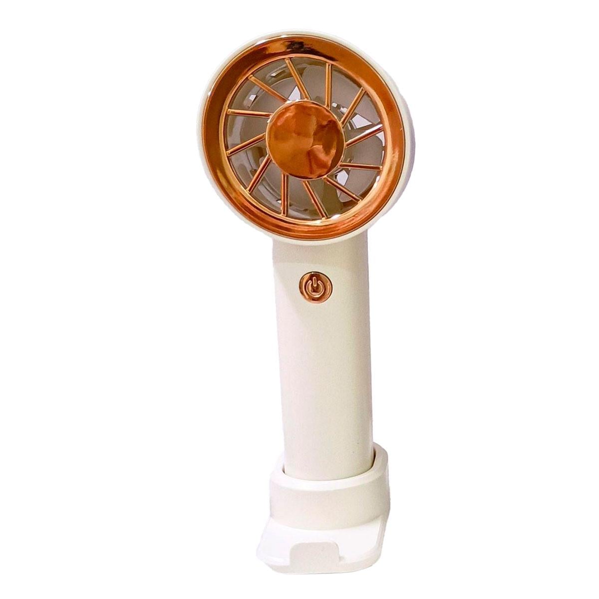 Вентилятор мини портативный Portable Fan с подставкой для телефона Бело-золотой (1011151-Other-1)