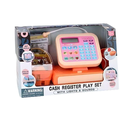 Игрушечный кассовый апарат с калькулятором и продуктами Розовый (145822)