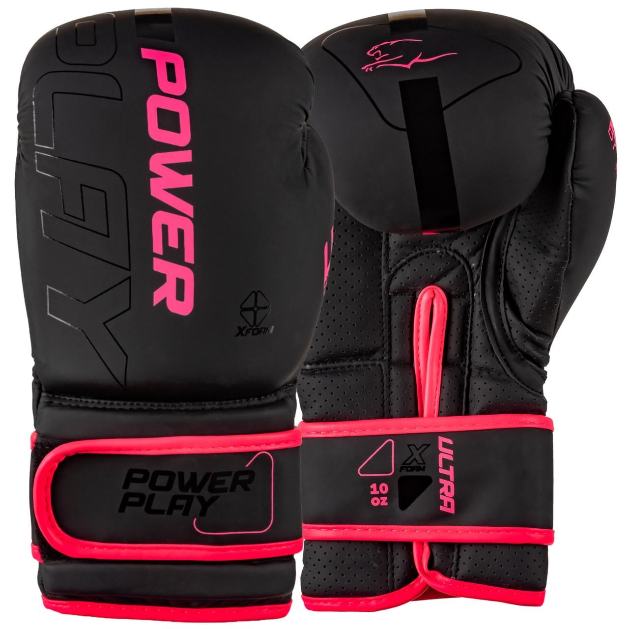 Боксерські рукавиці PowerPlay 3024 Ultra Mat 8 унцій Чорно-рожевий (PP 3024 8oz Bl/Pink)