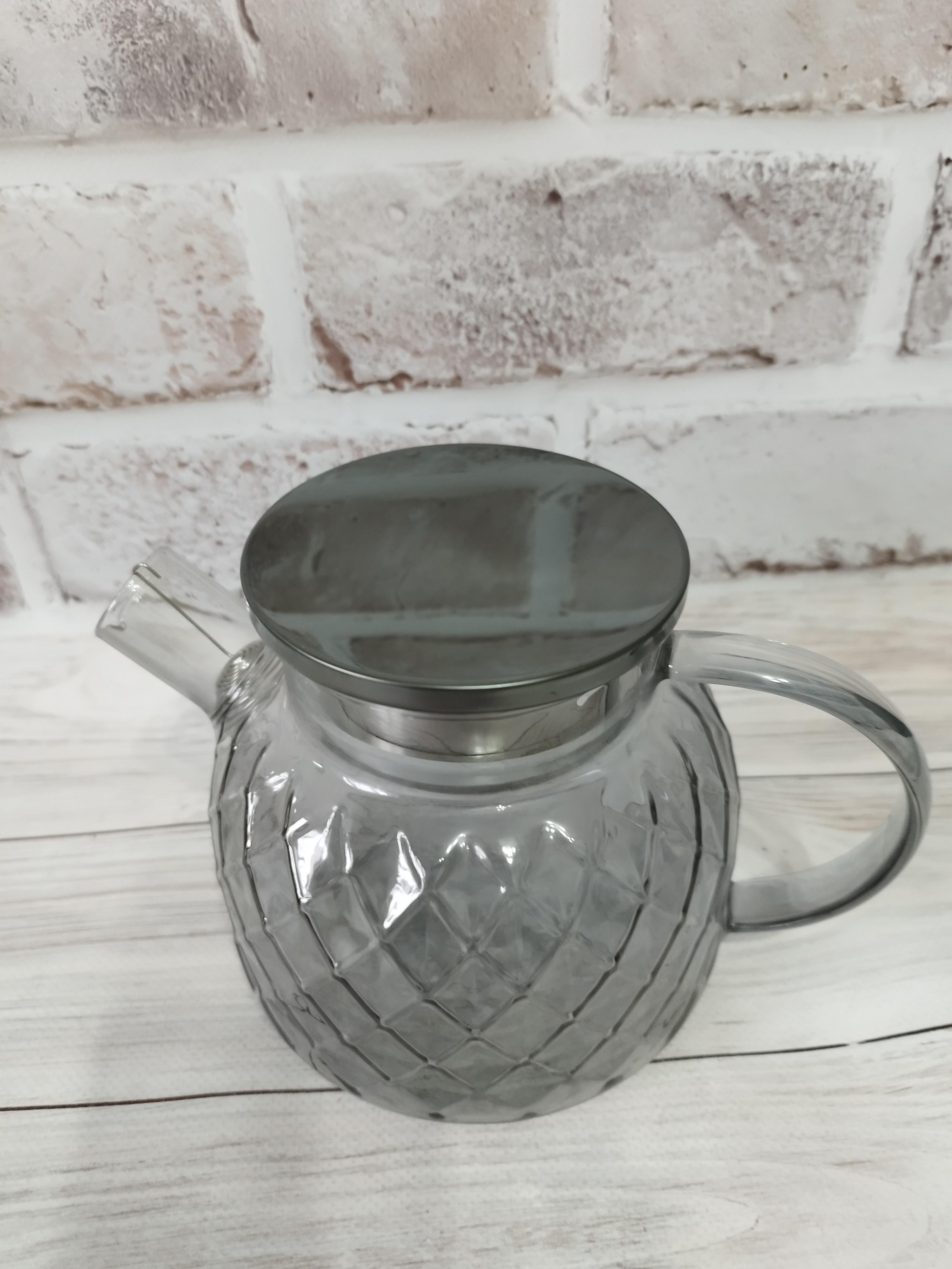 Заварочный чайник TOPAZ Amber Crystal боросиликатное стекло 1000 мл Черный (17586844)