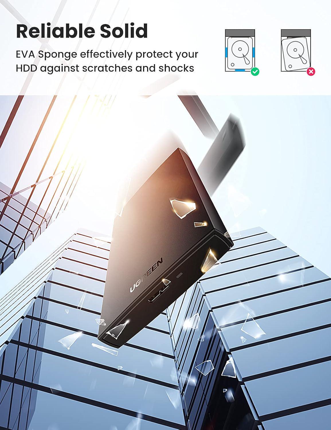 Корпус зовнішній для HDD SSD UGREEN 2.5" SATA III USB 3.0/5 Гбіт/с до 6 ТБ з кабелем Чорний (60353) - фото 8