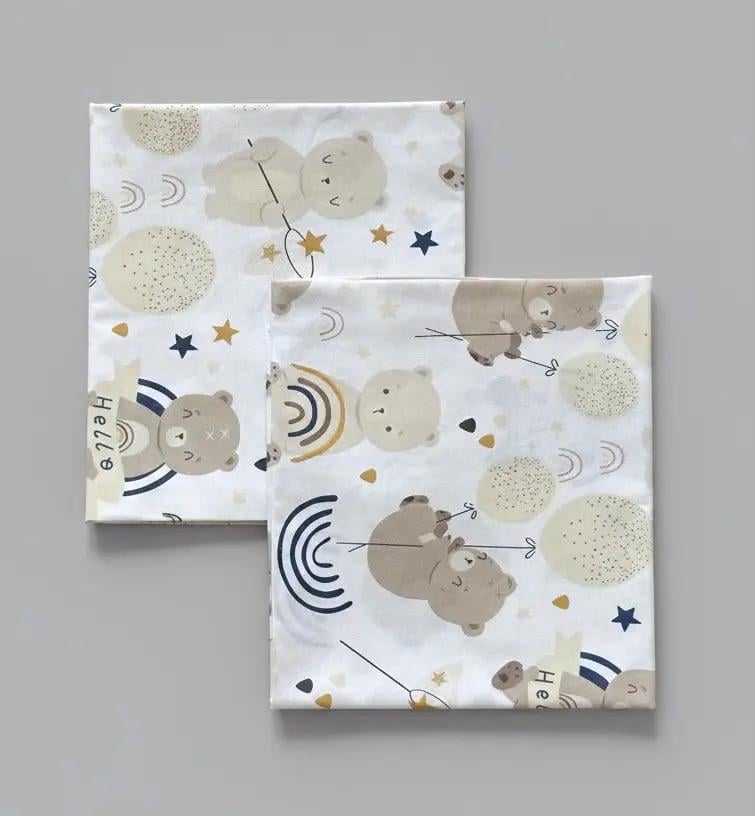 Пеленка детская BST из натуральной хлопковой ткани 2 шт. 90х80 см Бежево-молочный (2506167700)