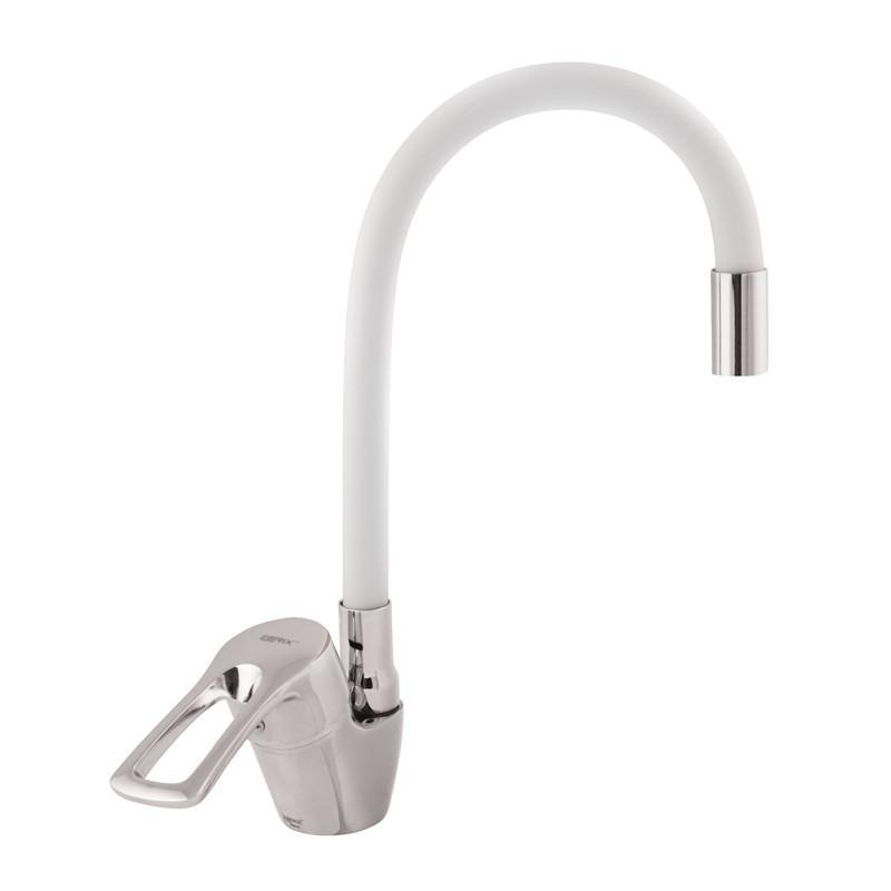 Змішувач для кухні Zerix YUB 181 з гнучким виливом Білий (ZX1580)