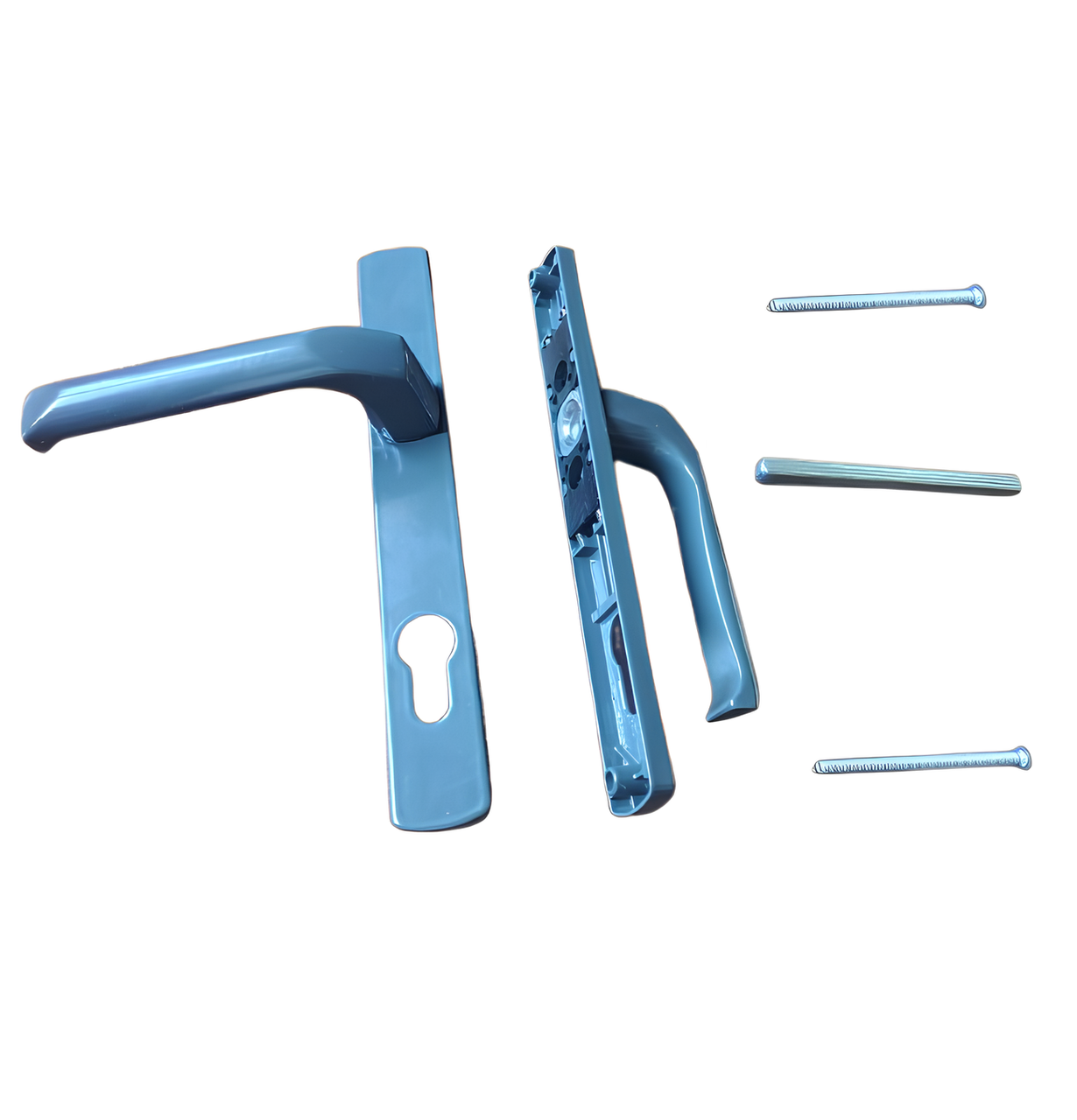 Натискна ручка на планці для металопластикових дверей з пружиною 85х28х220х200 мм Антрацит RAL 7016 (фил857016)