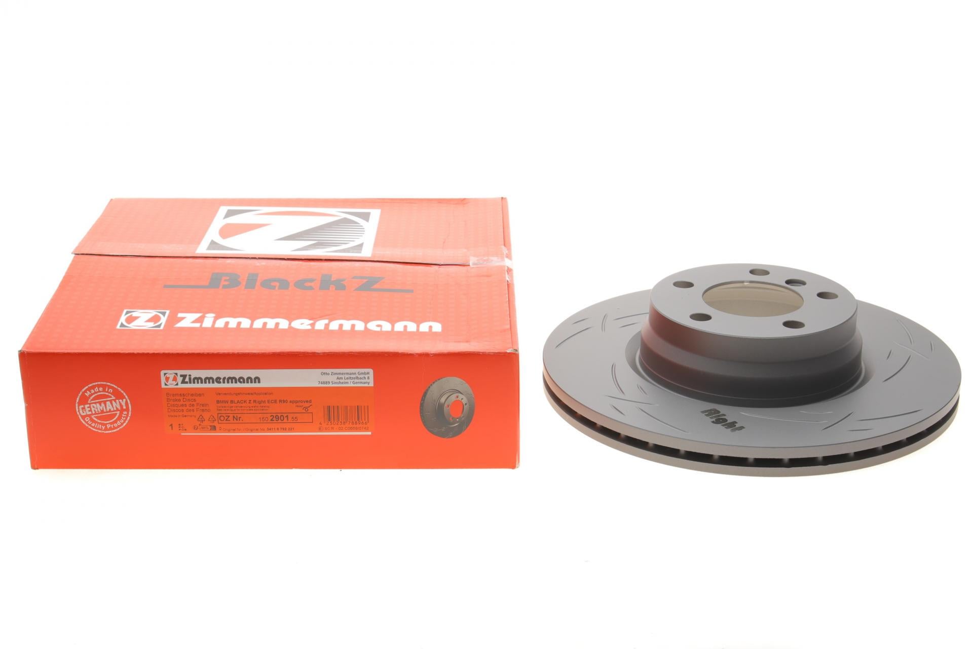 Диск тормозной передний ZIMMERMANN BMW 3 F30/F31 11- B47/N20/N47/N57 R 330x24 мм (150.2901.55 ZIMMERMANN)