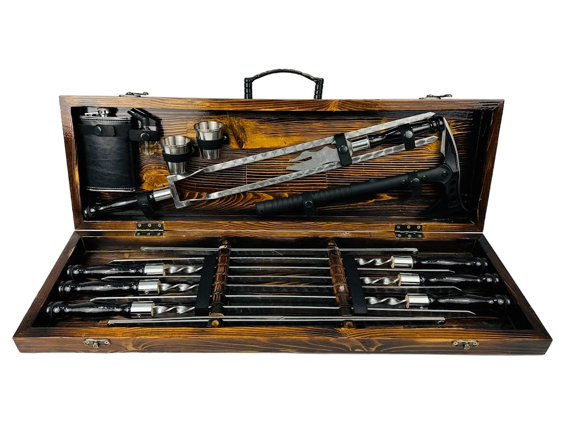 Набор шампуров подарочный Блэк МАХ в деревянном кейсе на 16 предметов (106-10-KS-7905)