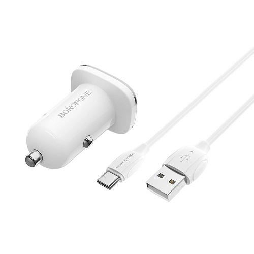 Автомобільний зарядний пристрій Borofone BZ12 Lightning/USB White (03a6fb00) - фото 4