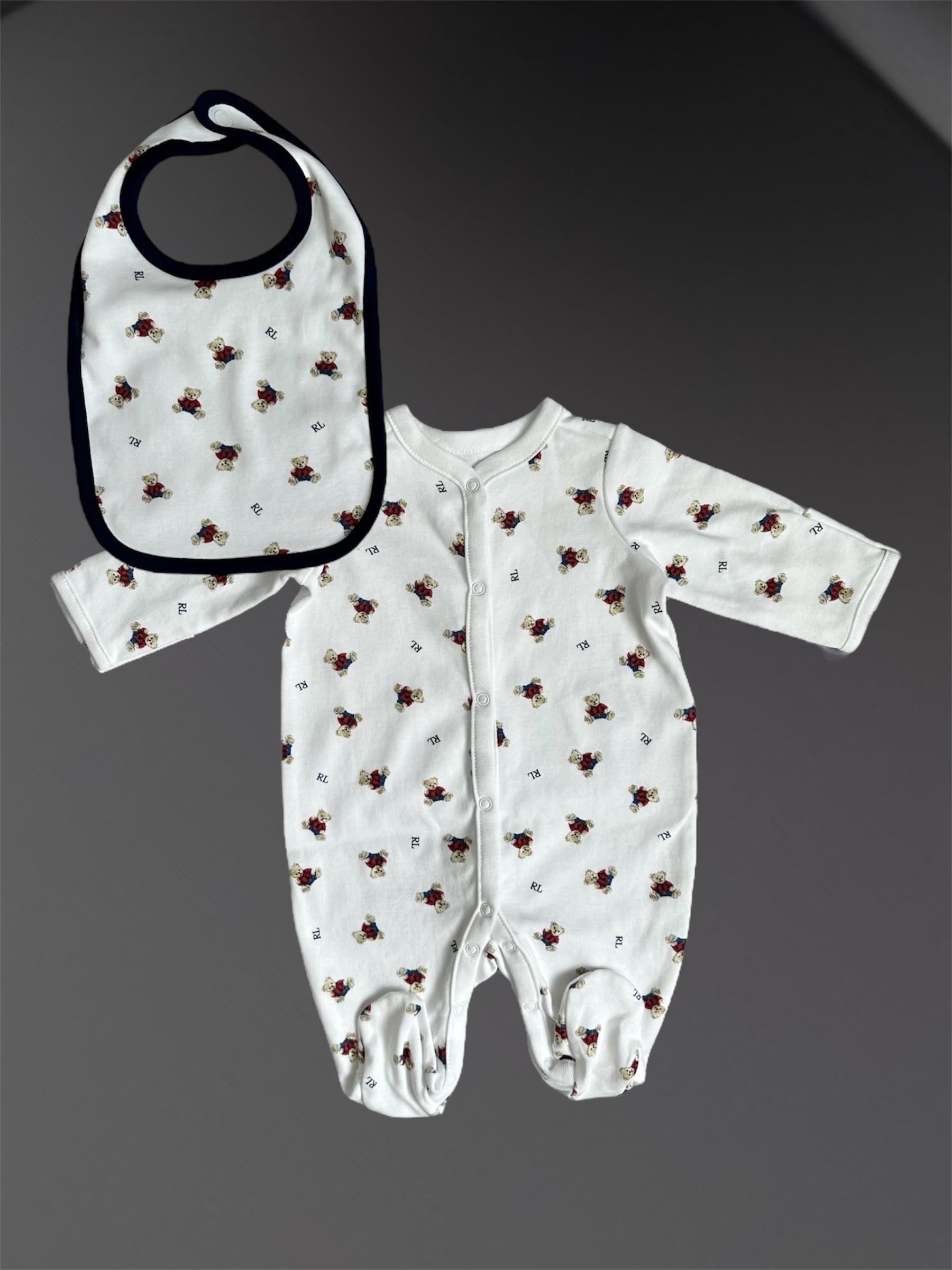 Боди и слюнявчик Polo Ralph Lauren NB 50-52 см Белый