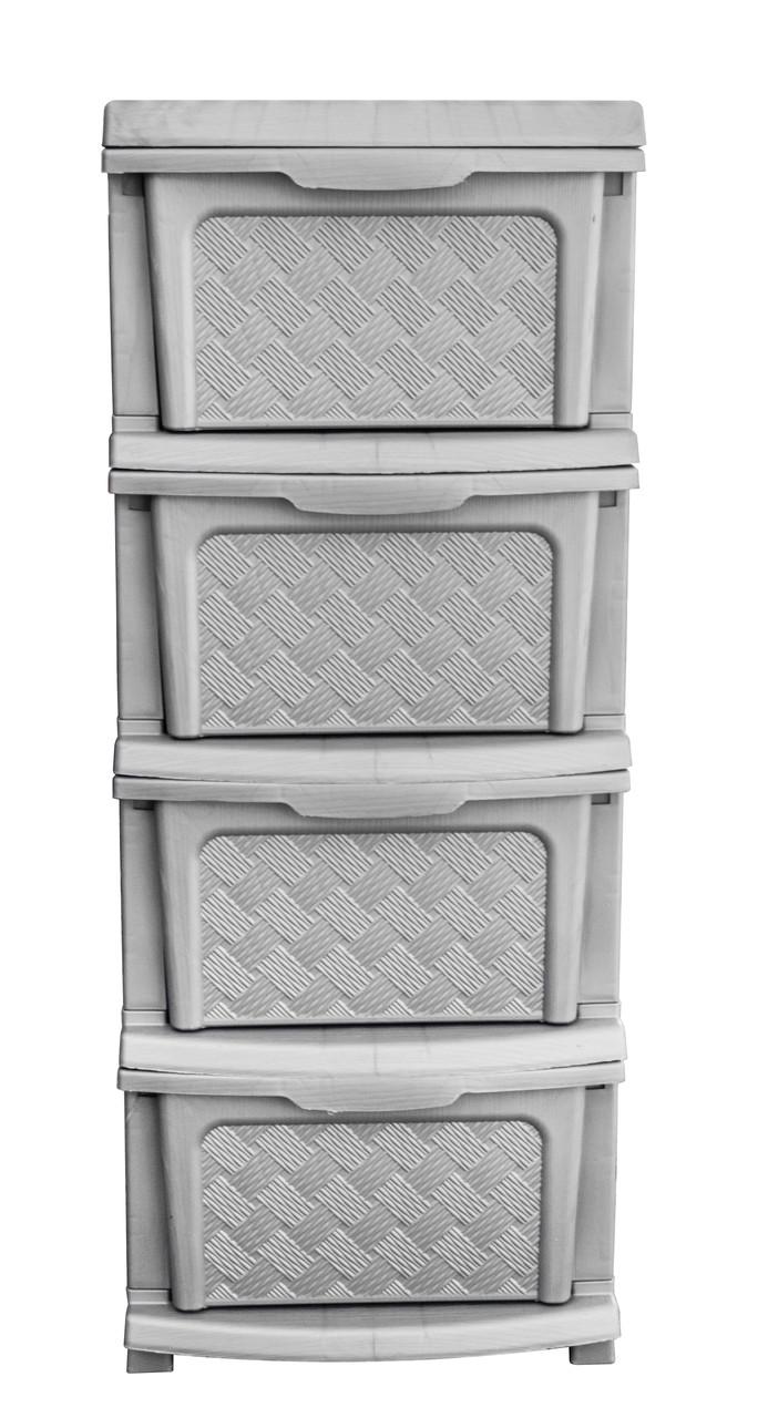 Комод пластиковый R-Plastic 04006 Компакт плюс на 4 ящика 86x40x34 см Металлик (5156-МТ) - фото 3