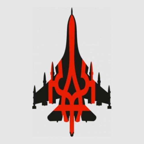 Стикер The Ghost of Kyiv Airplane with coat of arms 12,2x20 см Красный с черным (21559029)