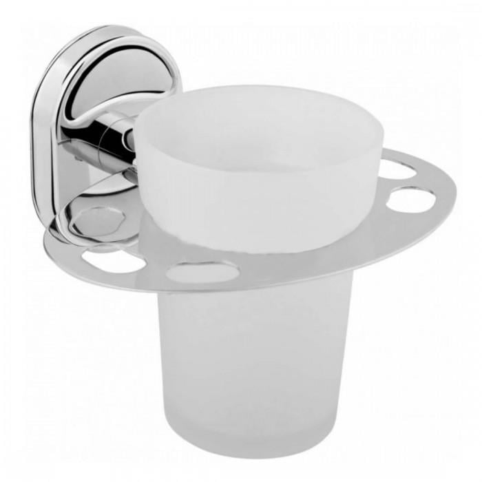 Стакан для зубних щіток з тримачем для зубних щіток Frap F1906-1 Хром (126650)