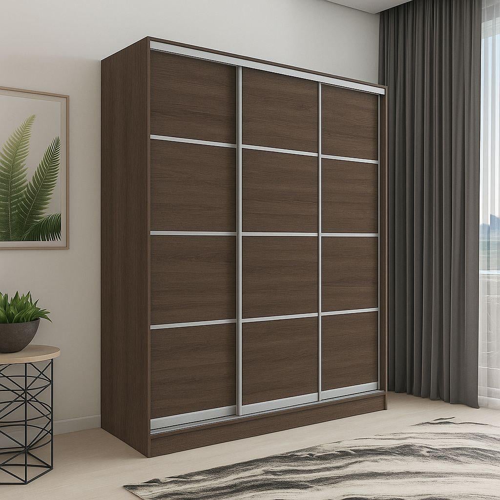 Шкаф купе Мириам комби 4 ДСП 2700x2400x600 мм Дуб сонома/Трюфель (21468)