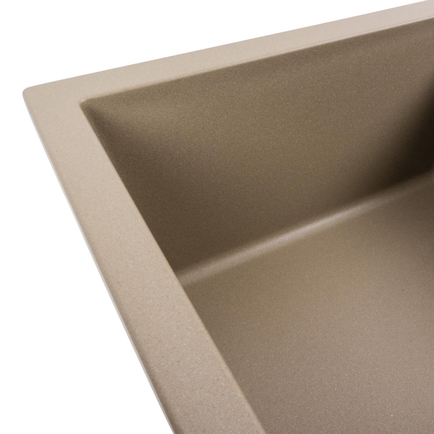 Мийка кухонна Platinum PLS-A39655 гранітна прямокутна 785x495 мм Бежевий (25961529) - фото 4