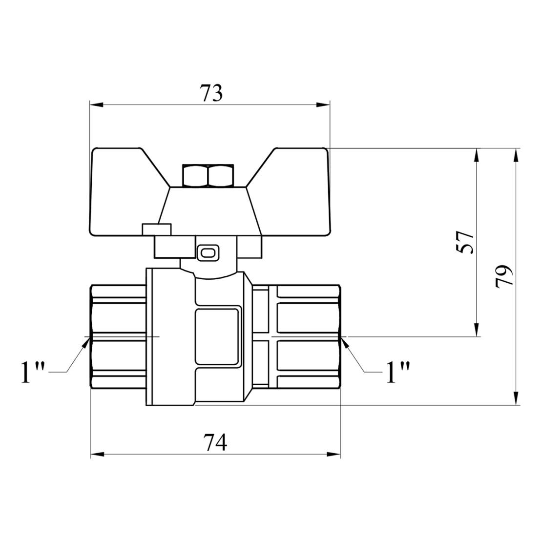 Кран кульовий Kroner ВВ PN40 1" метелик/нікельований (CV033211) - фото 2 Кран кульовий Kroner ВВ PN40 1" метелик/нікельований (CV033211) - фото 2