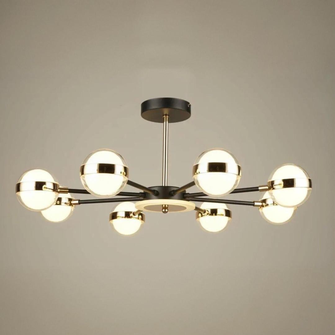 Люстра светодиодная Sirius на восемь плафонов 3000-6500К 119W Черный/Золотой (B N4543/8 BK+FGD)