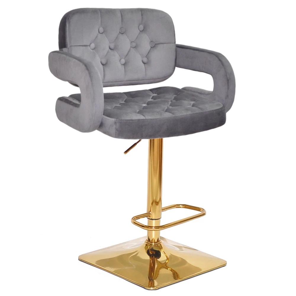 Барный стул FANCY SQUARE GOLD 1034 бархат Серый (900523)