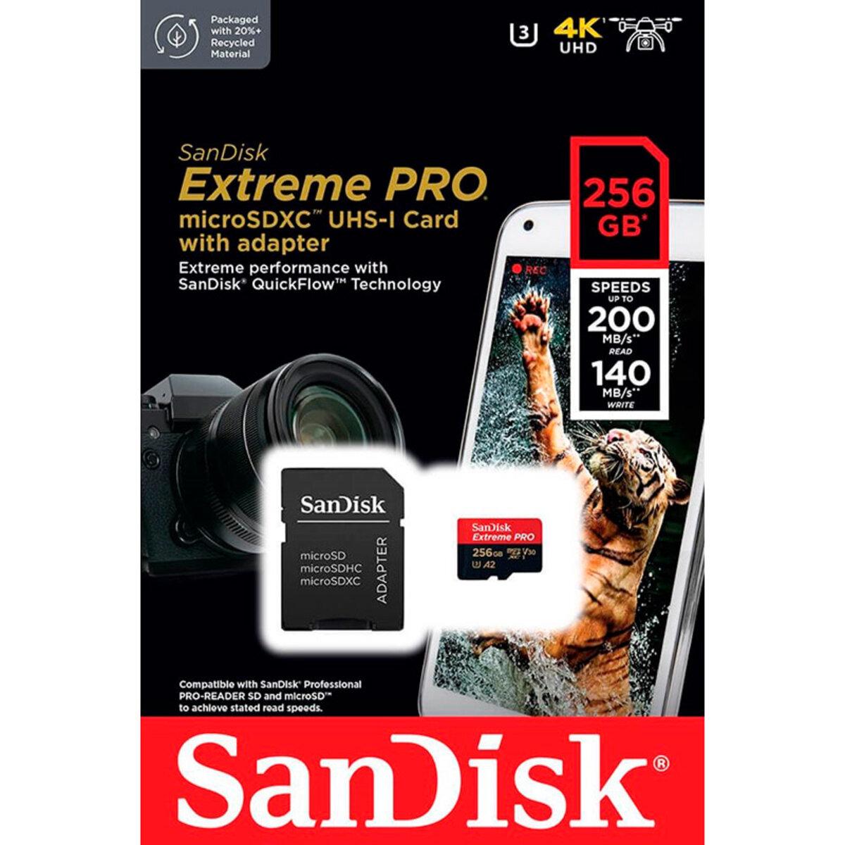 Карта памяти SanDisk microSDXC Extreme Pro 256 Гб с адаптером (SDSQXCD-256G-GN6MA) - фото 3