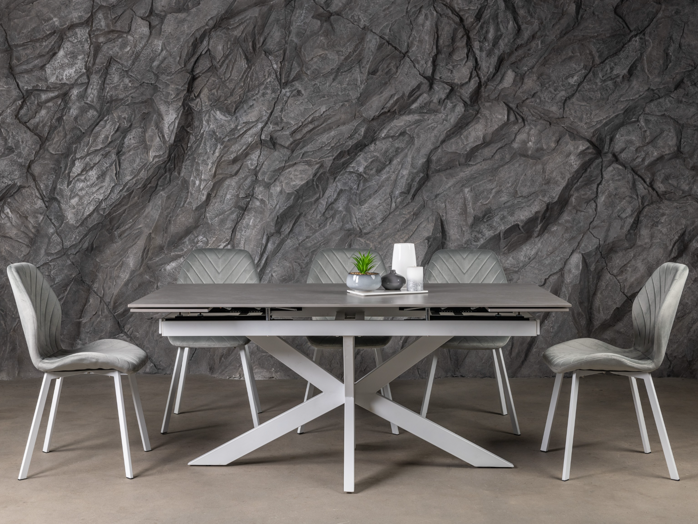 Стол обеденный раздвижной Vetro Mebel Тициано 1700-2200x900x760 мм Деликато грей/белый (TМL-1150) - фото 7 Стол обеденный раздвижной Vetro Mebel Тициано 1700-2200x900x760 мм Деликато грей/белый (TМL-1150) - фото 7