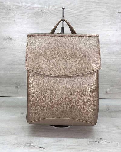 Женская сумка-рюкзак Welassie на одно отделение из экокожи Золотистый (1780855432)