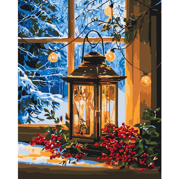 Картина по номерам Brushme Фонарь на окне из хлопкового полотна 40x50 см (6-83-BS54503)