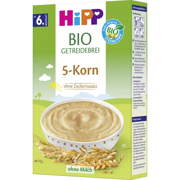 Детская каша органическая HiPP 5 злаков без сахара и молока с витамином B1 от 6 месяцев (36038713)