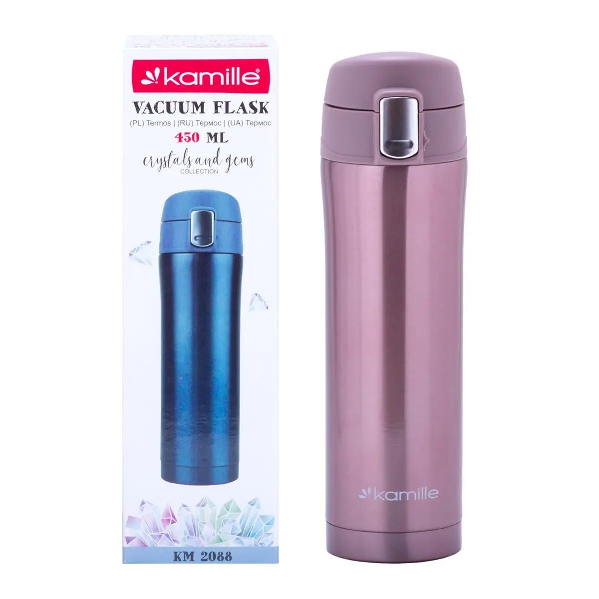 Термос Kamille из нержавеющей стали 450 мл Коричневый (KM-2088)