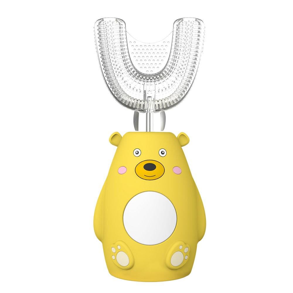 Электрическая зубная щетка Bear детская 2в1 с капой ультразвуковая Yellow
