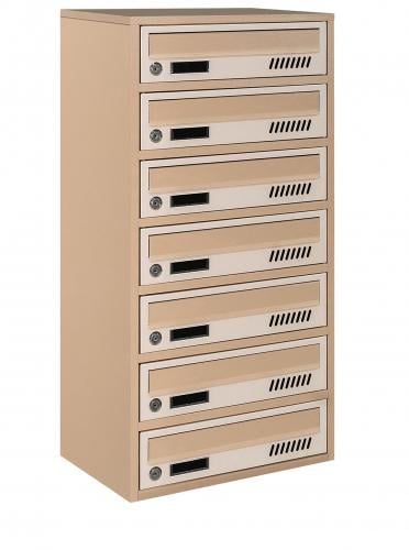 Почтовый ящик Галиндустрия E2-07-A многосекционный на 7 квартир металлический Бежевый (132-119-000004699)