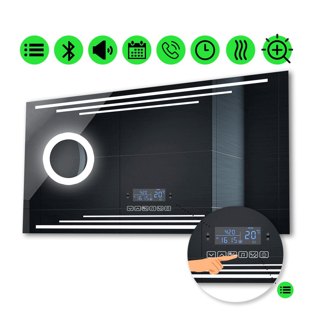 LED-зеркало 120x100 см с Smart-блоком линзой с подсветкой и подогревом модель Francisca (Franciscag239)