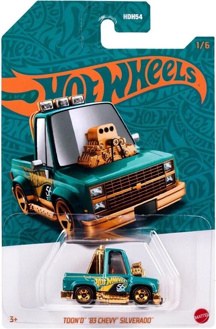 Игрушечная машинка Hot Wheels Toon'd '83 Chevy Silverado 2024 56th Anniversary 1/6 Green/Gold (HVX00)