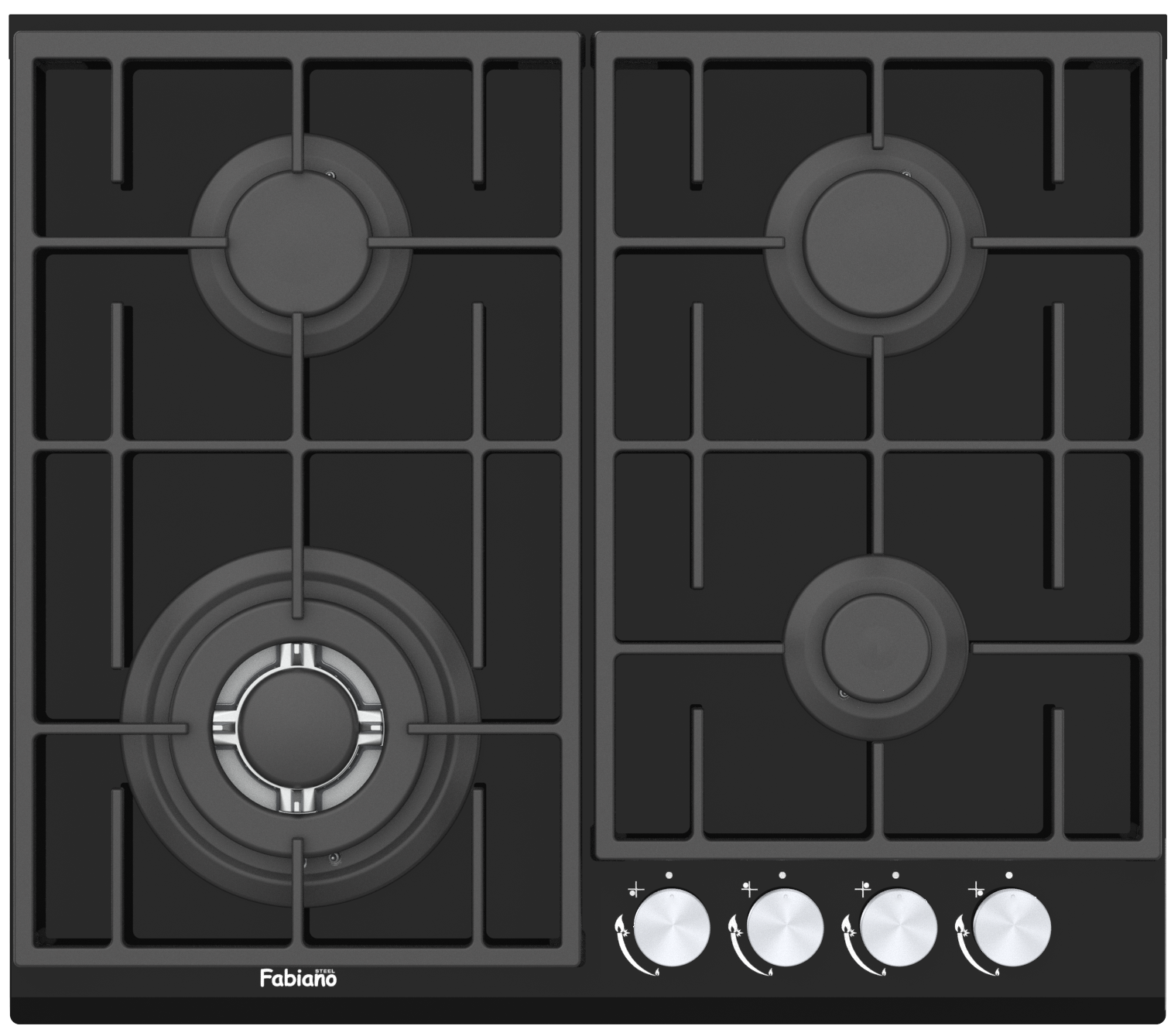 Варильна поверхня газова Fabiano FHG 8244 VGHT Black Glass (8111.406.1470) - фото 2 Варильна поверхня газова Fabiano FHG 8244 VGHT Black Glass (8111.406.1470) - фото 2