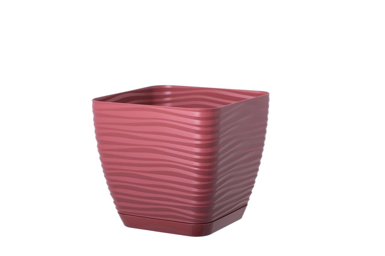 Горщик для квітів Form-Plastic Сахара Петіт квадрат з підставкою 2 л 15х13 см Марсала