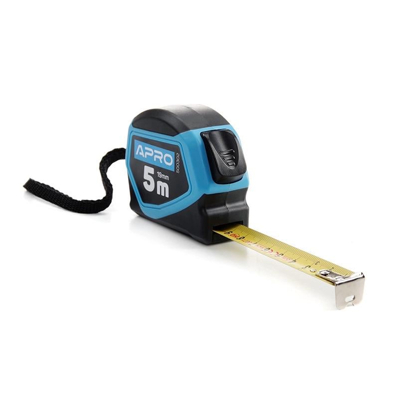 Рулетка обрезинена автостоп Apro 5 м х 19 мм (500302)