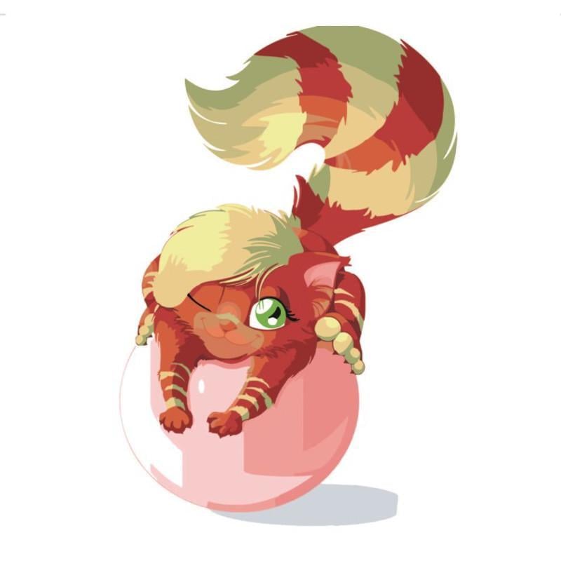 Картина по номерам Strateg Премиум Спортивная кошечка с лаком 30х30 см (ES024)