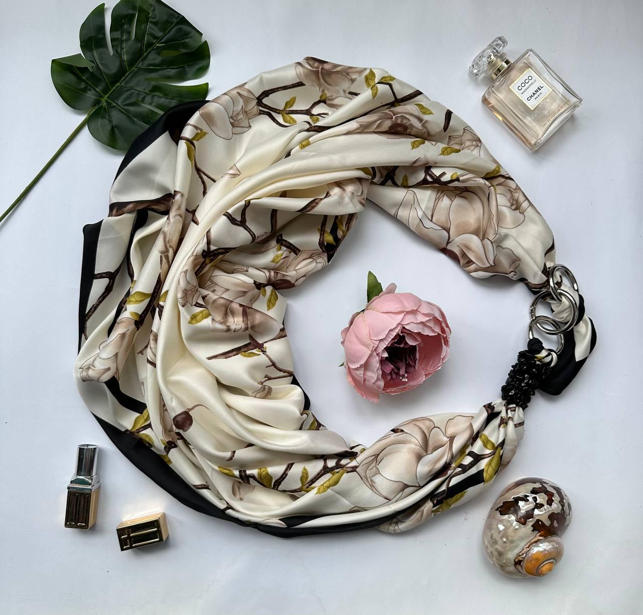 Хустка дизайнерська My Scarf Біла магнолія натуральне каміння агат (15429755)