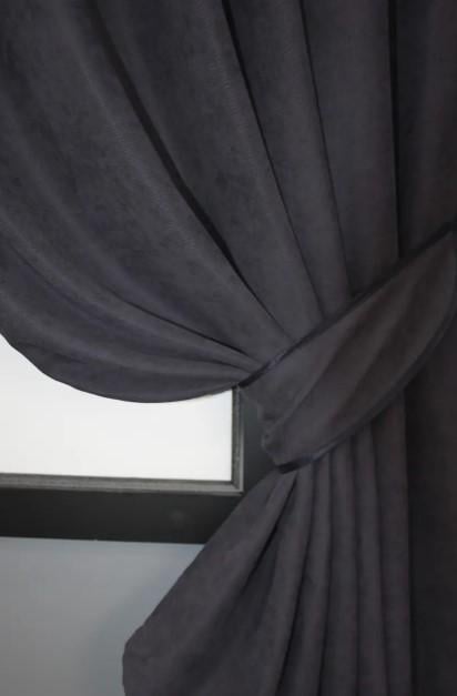 Комплект штор на кухню SPARTA мікровелюр 1,3х1,7 м 2 шт. Сірий (842ш) - фото 3