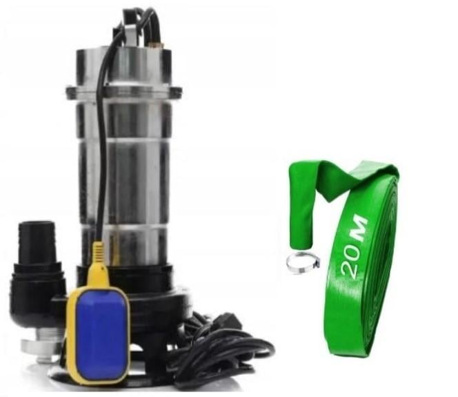 Насос фекальный Wisla WQS 2-2.5 хромированный чугун/нержавейка для грязной воды/фекалий/сливных ям с поплавком шланг 20 м (30489865) - фото 3