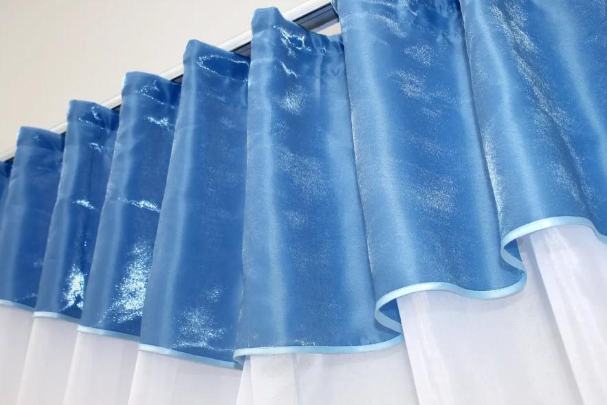 Шторки кухонные с ламбрекеном/подвязками 270х170 см Голубой/Белый (084к) - фото 4 Шторки кухонные с ламбрекеном/подвязками 270х170 см Голубой/Белый (084к) - фото 4