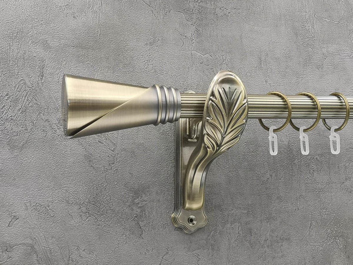 Карниз Quadrum Дункан рифленая штанга одинарный ретро 25 мм 320 см Антик (262043656)