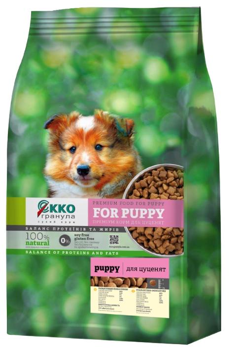 Сухой корм премиум для щенков Экко гранула с курицей четырехлистник 5 кг Сухой корм премиум для щенков Экко гранула с курицей четырехлистник 5 кг