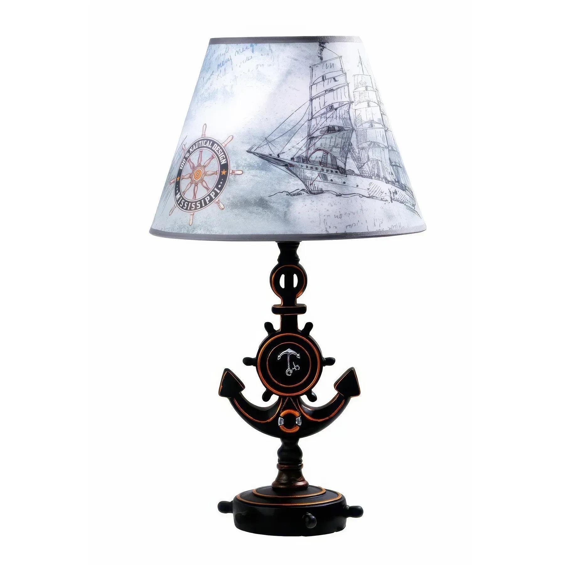 Настольная лампа Sirius с каркасом-якорем и абажуром ткани Е14 IP20 YG 18194-1T (28688708)