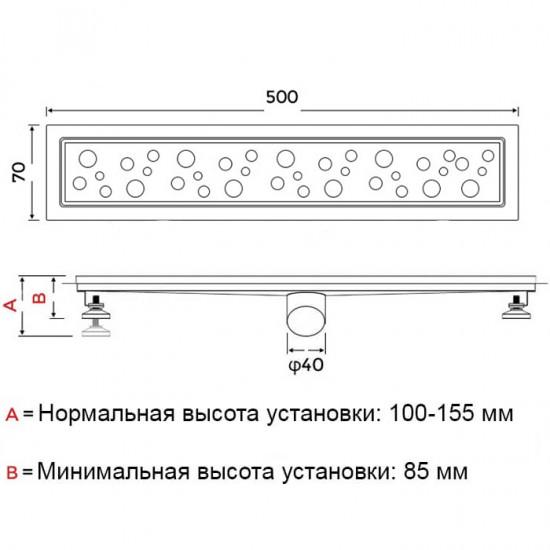 Трап душевой из нержавеющей стали Gappo G85007-2 70х500 мм Сатин - фото 5