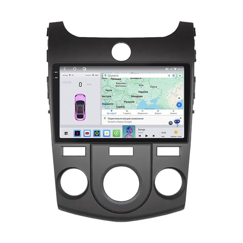 Автомагнитола штатная Lesko для KIA Cerato II Manual AC 2008-2013 4/64 QLED CarPlay 4G Wi-Fi GPS Prime 9" (27281947)