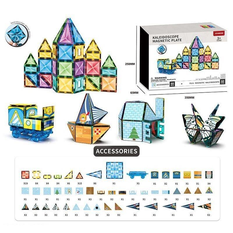 Конструктор магнітний Koleidoscope 60 деталей/наліпки Multicolor (159774) - фото 2