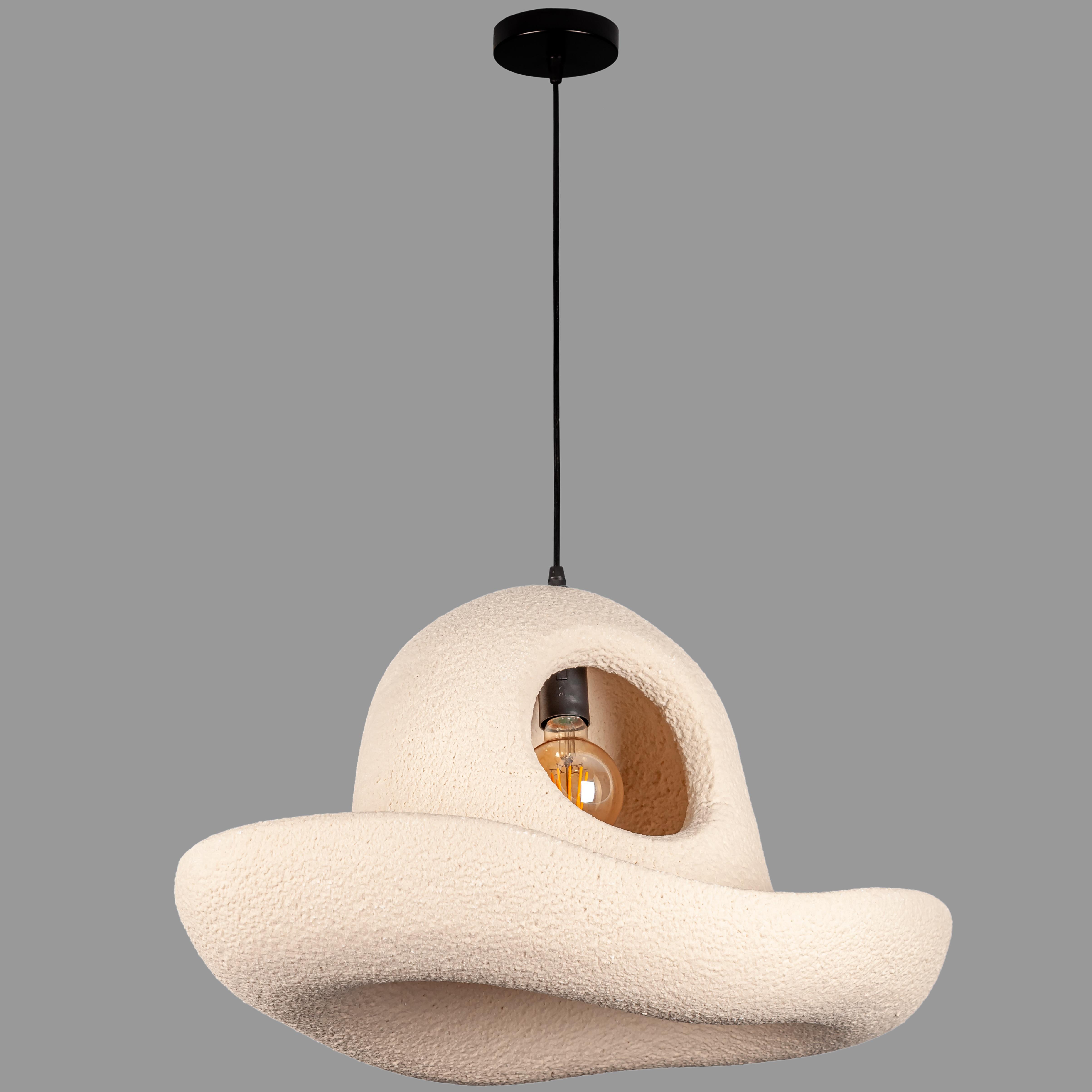 Люстра подвесная гипсовая Шляпа Wabi-Sabi 60 см (909-XL3579 (600) BEIGE)