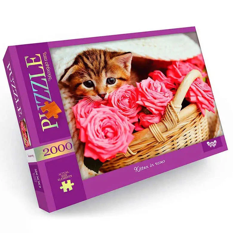 Пазли Danko Toys C2000-01-05 Котик у трояндах 2000 елементів (2990377337)