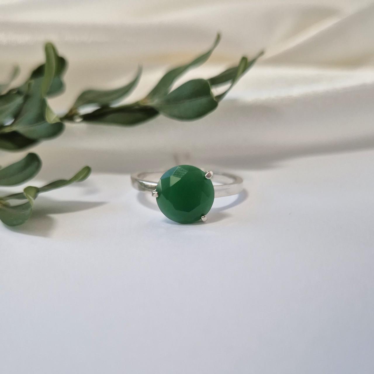 Кольцо с большим камнем имит хризопраз серебро 925 пробы 2,00 г р. 19,5 (1455)